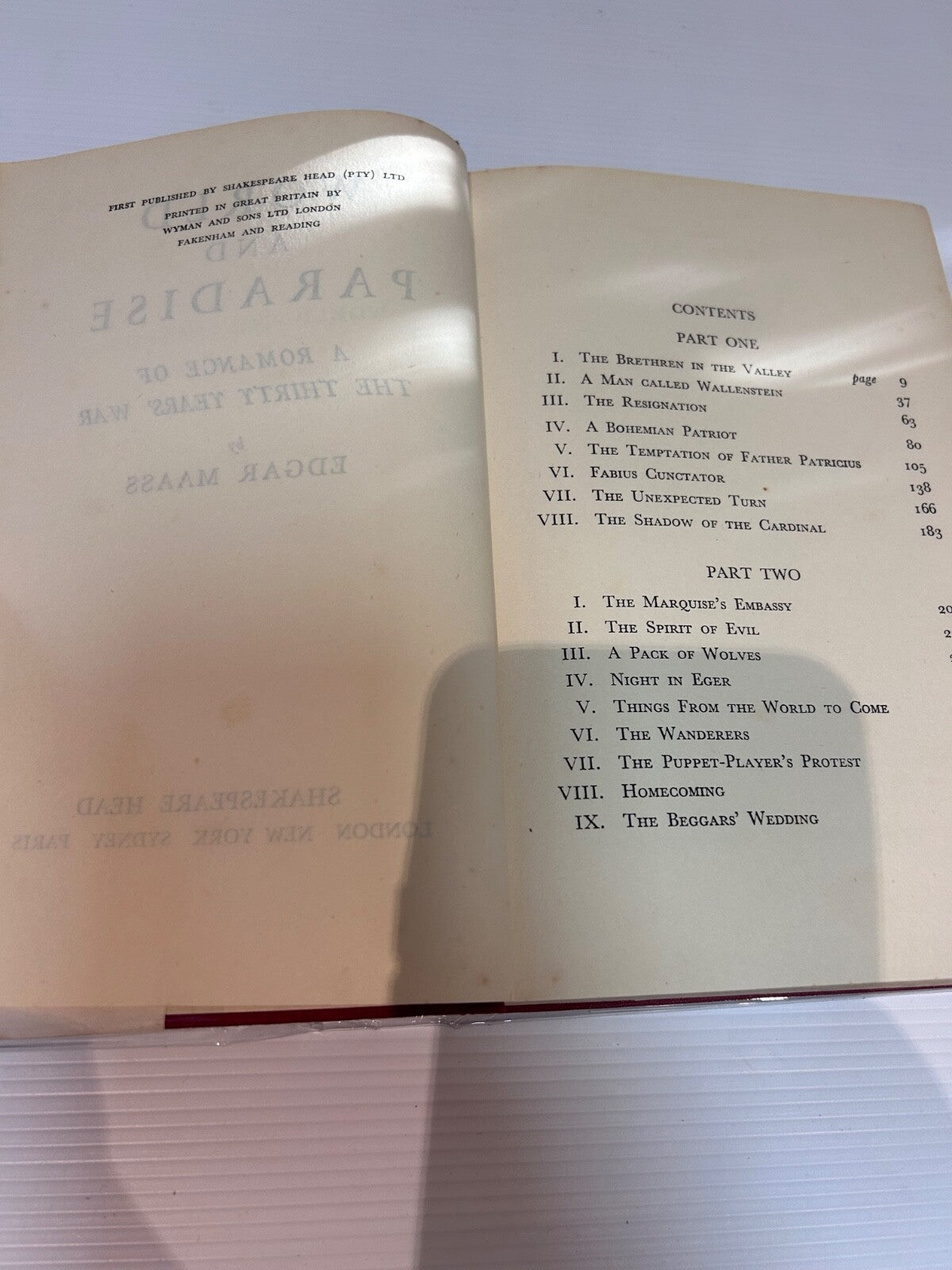 WORLD & PARADISE by Edgar Maass - Shakespeare Head, Vintage Romance 1st Edition