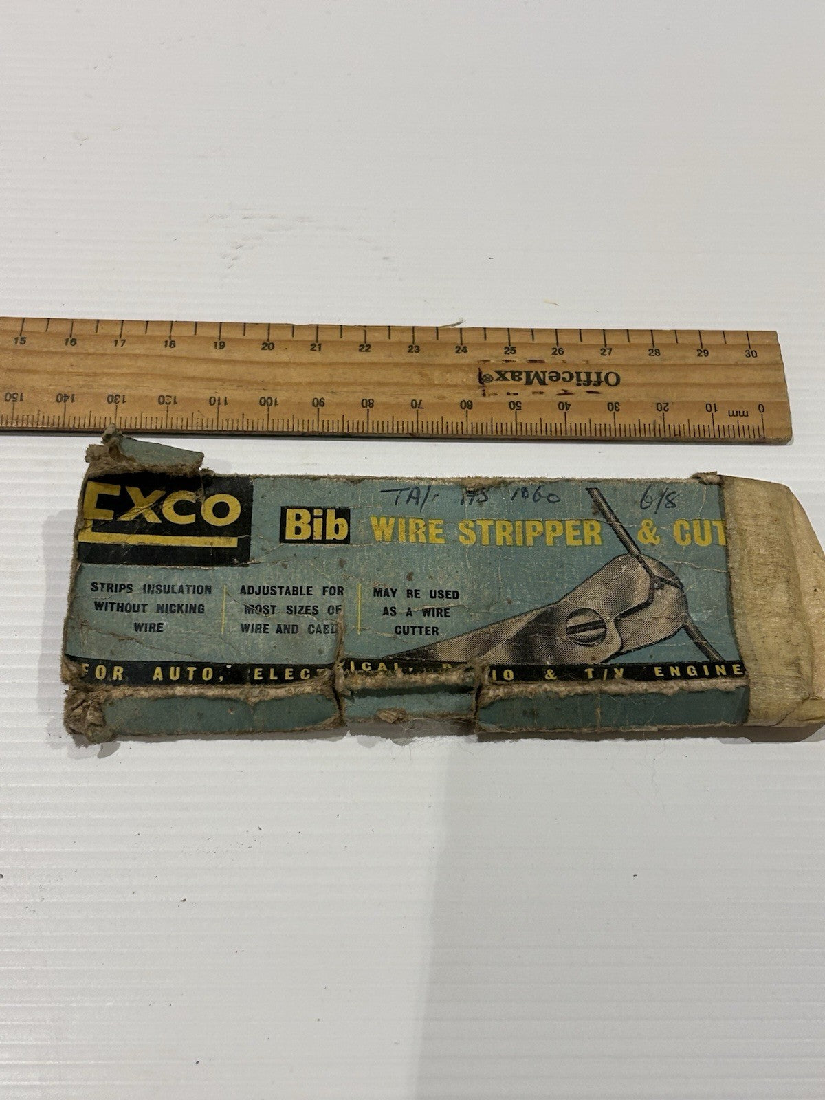 Vintage Exco Bib Wire Stripper & Cutter w/ Box England 1960s Auto Tool