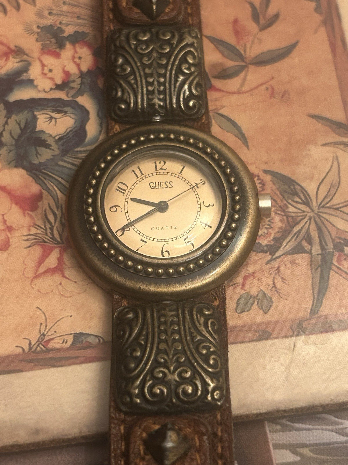 Vintage Guess 1988 Quartz Watch Western Style Leather Band New Battery