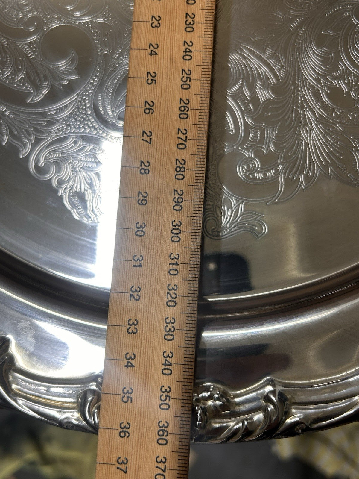 Vintage Stokes Silver-Plated Ornate Tray 35cm Rococo Scroll Design Australia