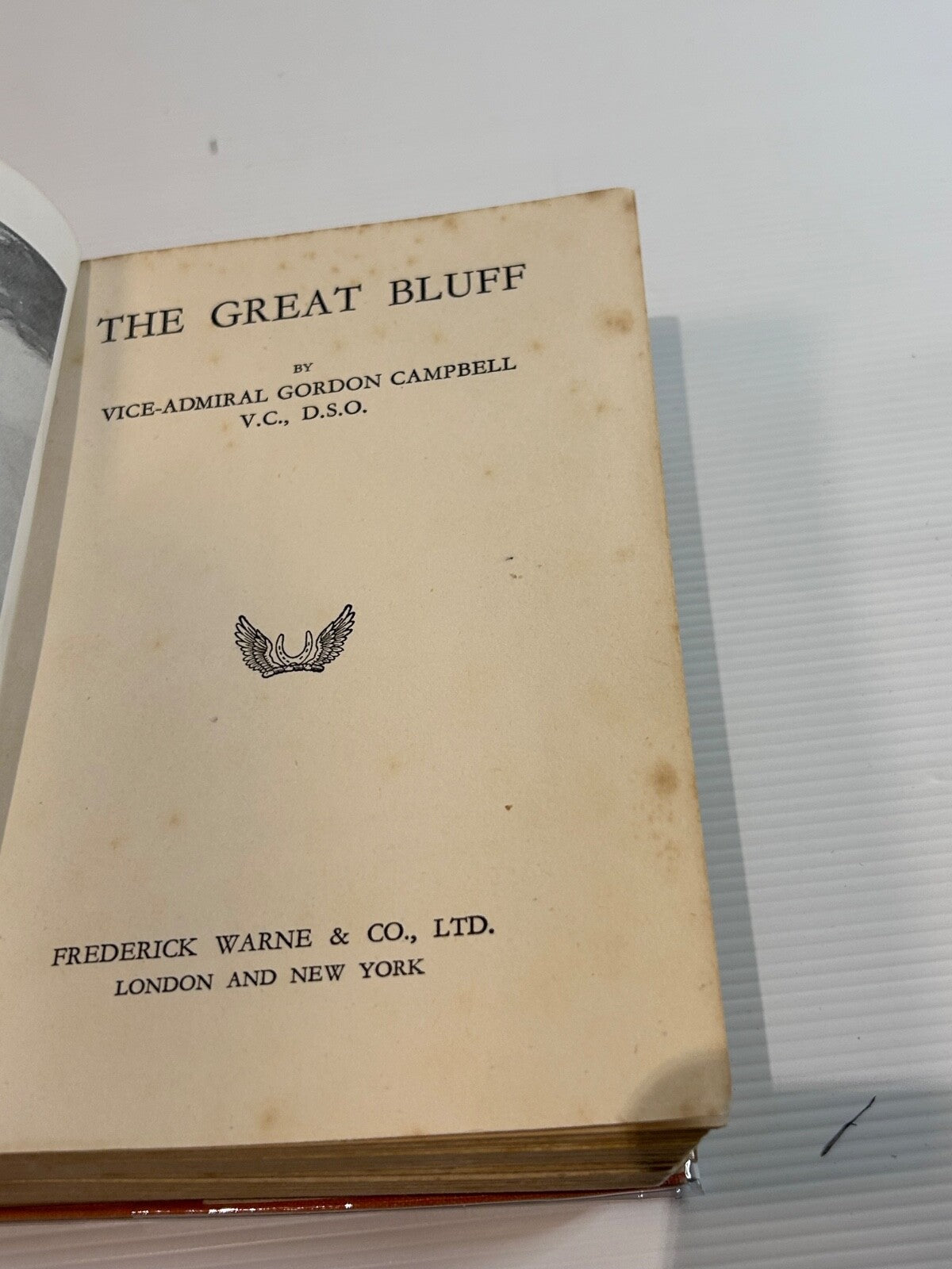 The Great Bluff Gordon Campbell 1938 HC DJ 1st Edition Warne Naval WWII Story