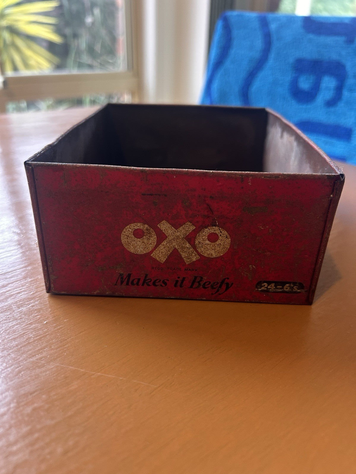 Vintage Oxo Advertising Storage Tin Red Pantry Box c1940s Kitchen Ephemera