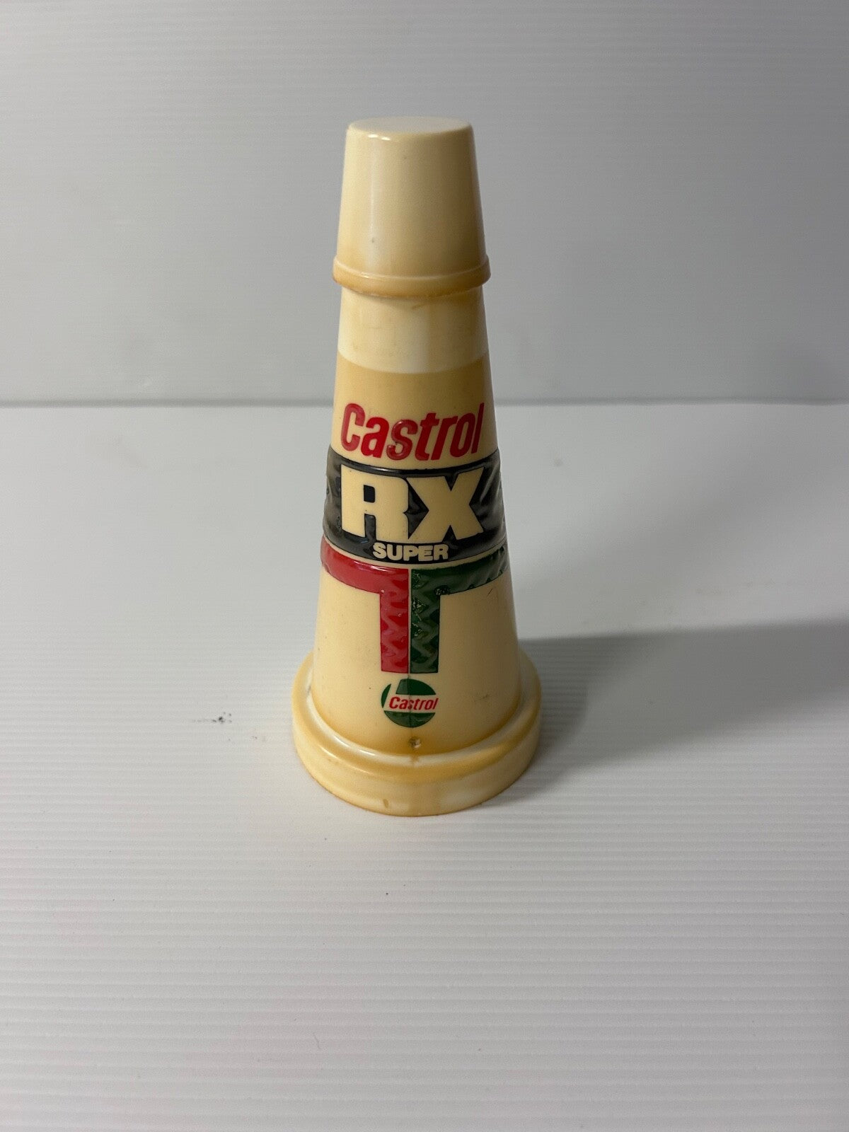 Vintage Castrol RX Super Oil Bottle Funnel Top – 1970s Garage Collectible