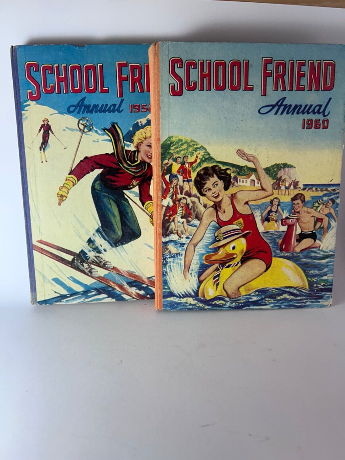 2 x School Friend Annuals 1958 & 1960 Hardcover Book Vintage