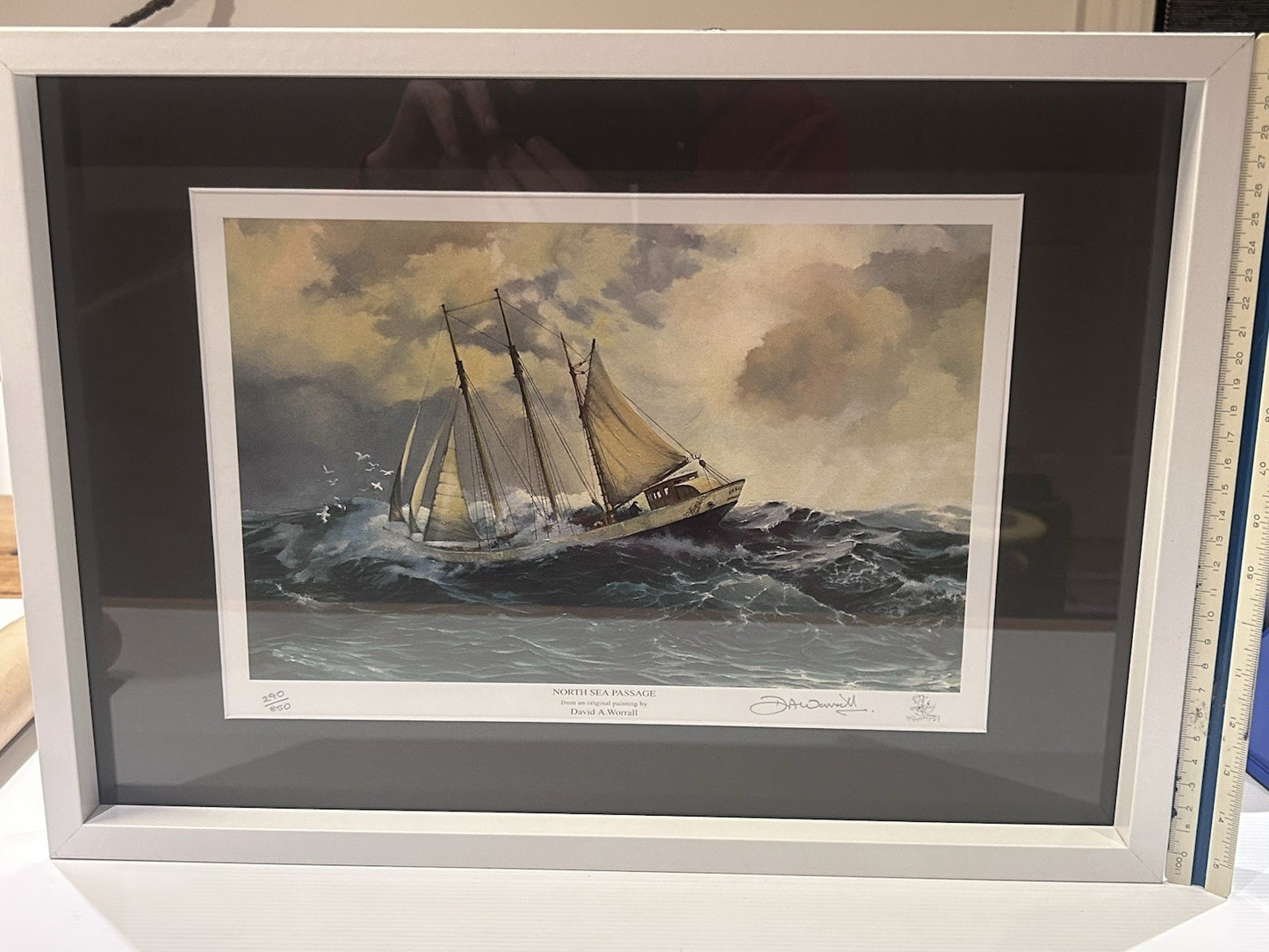 North Sea Passage David A Worrall Signed Ltd Ed Print Framed 290/650 Sailing