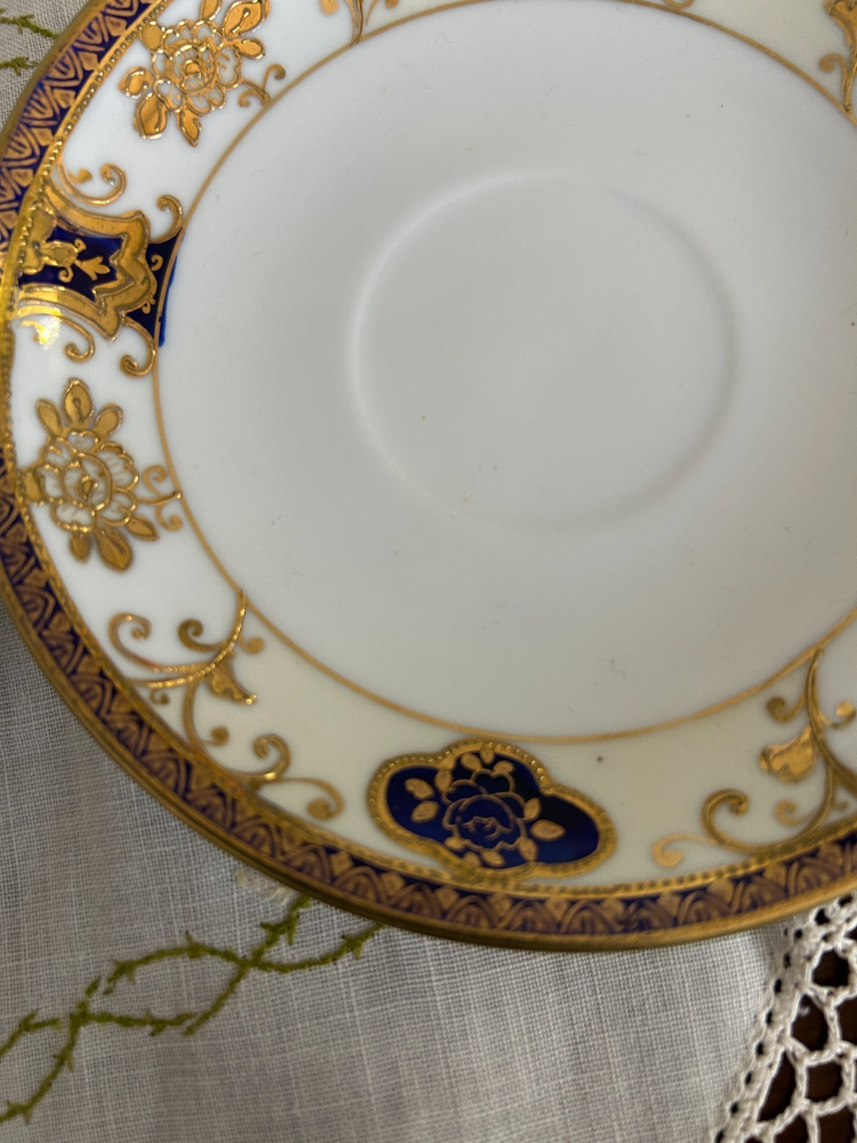 Cobalt Blue and Gold Teacup Trio