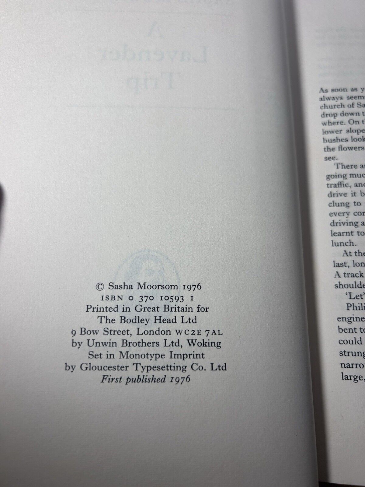 A Lavender Trip By Sasha Moorsom First Edition 1976