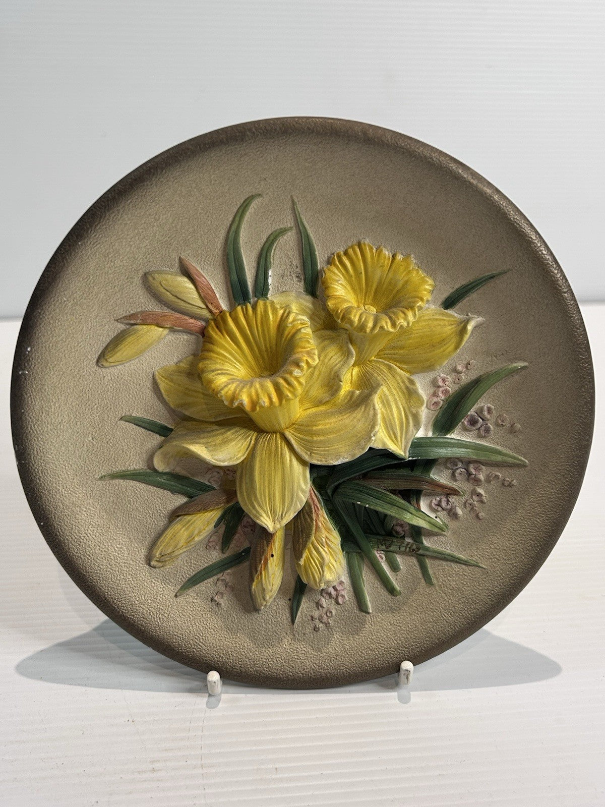 Bossons England Daffodils Wall Plaque 1959 Raised Floral Art Approx 16cm