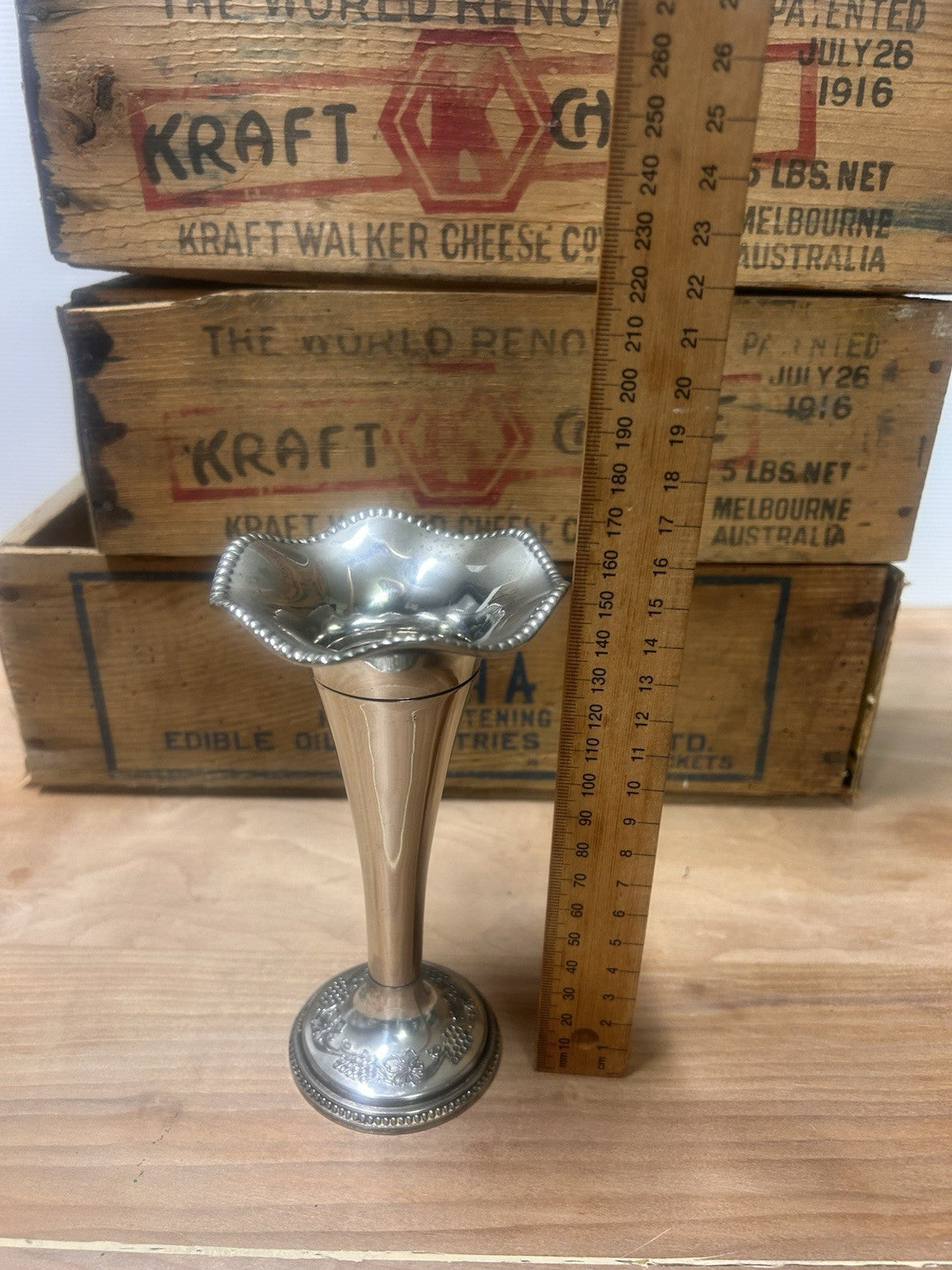 Vintage Silver Plated Bud Vase Art Deco Nouveau Style 12cm Fluted Rim