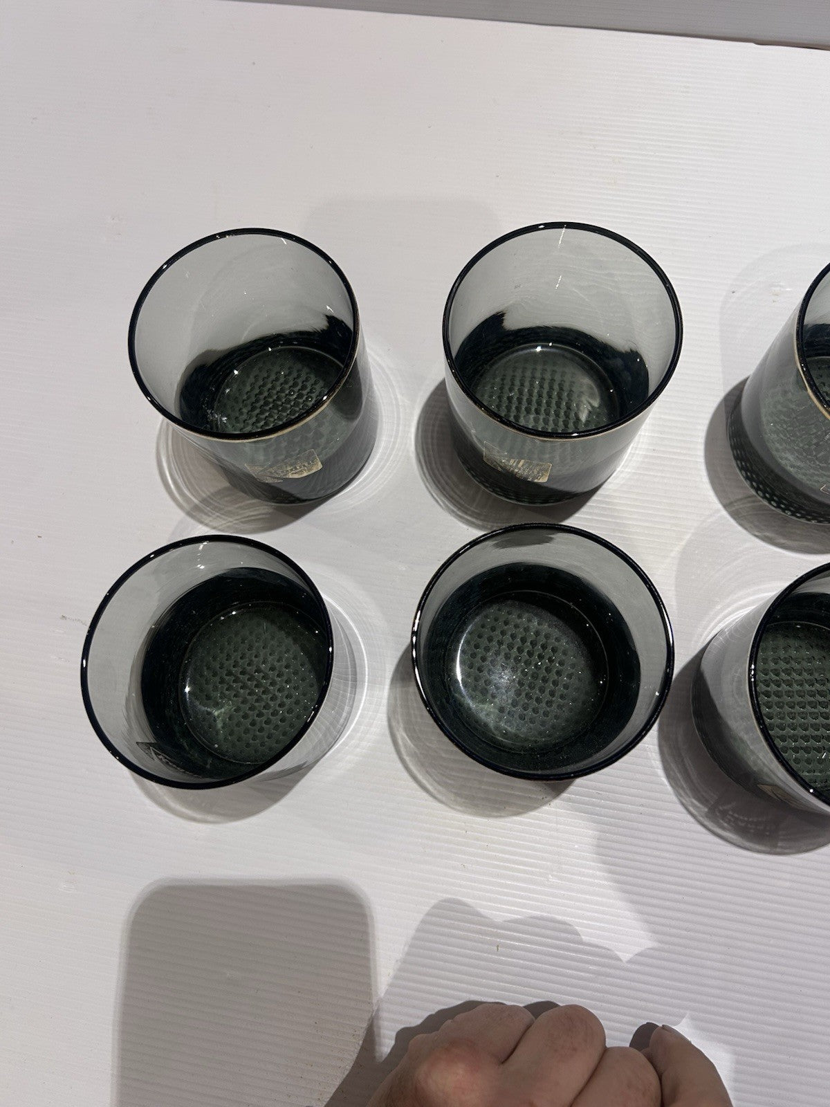 Vintage Kodak Whiskey Glasses x8 Gold Rim Promo Barware Textured Base 1970s