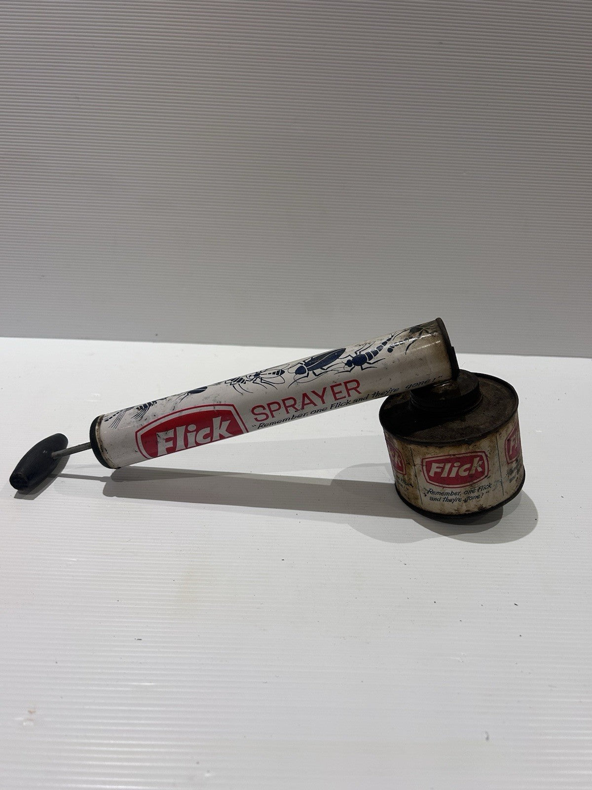 Vintage Flick Sprayer Tin Pump | Made in Hong Kong | Retro Insect Spray Can
