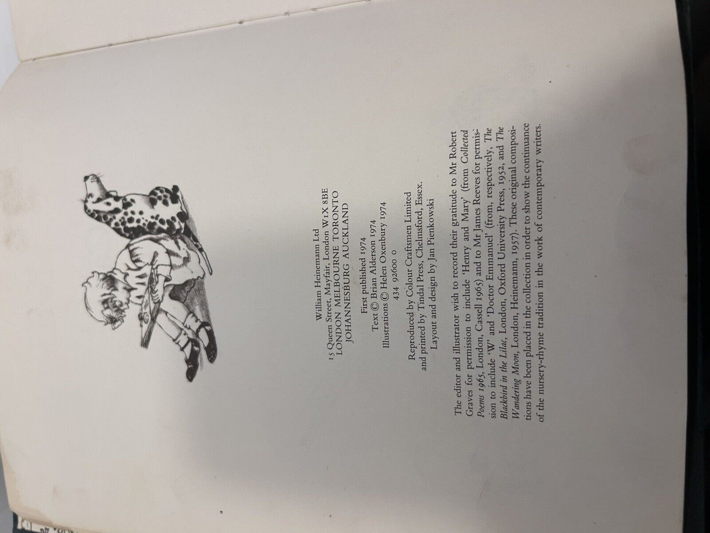 Cakes & Custard Children's Rhymes - Brian Alderson & Helen Oxenbury HC 1974