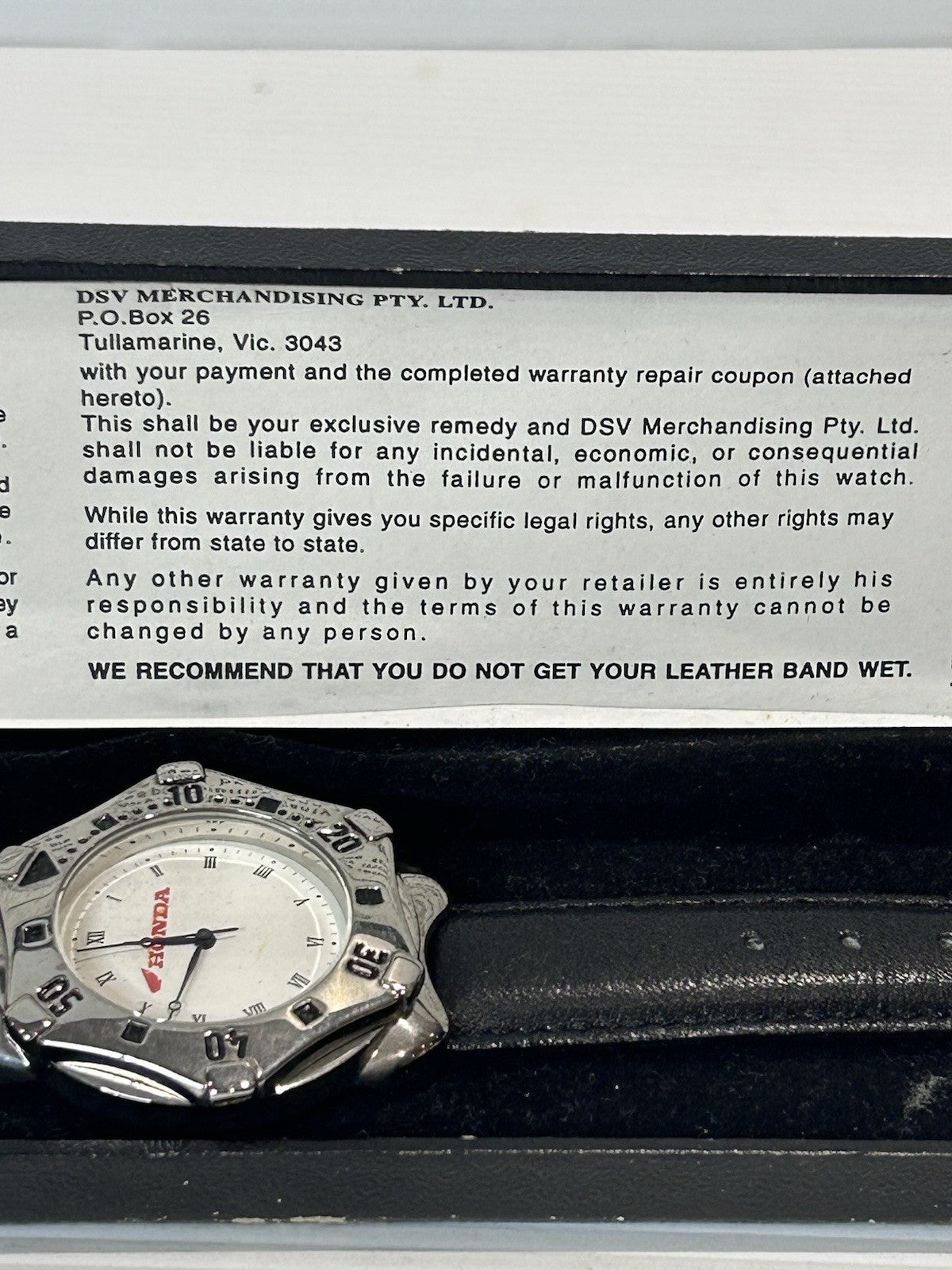 Vintage Honda Watch DSV Merchandising Boxed Leather Strap Assembled Australia
