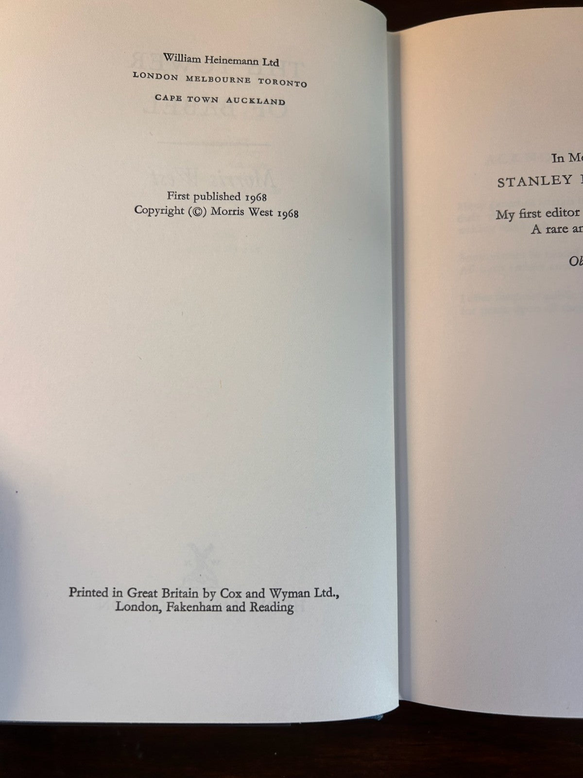 The Tower of Babel - Morris West (1968) First Edition Hardcover William Heineman