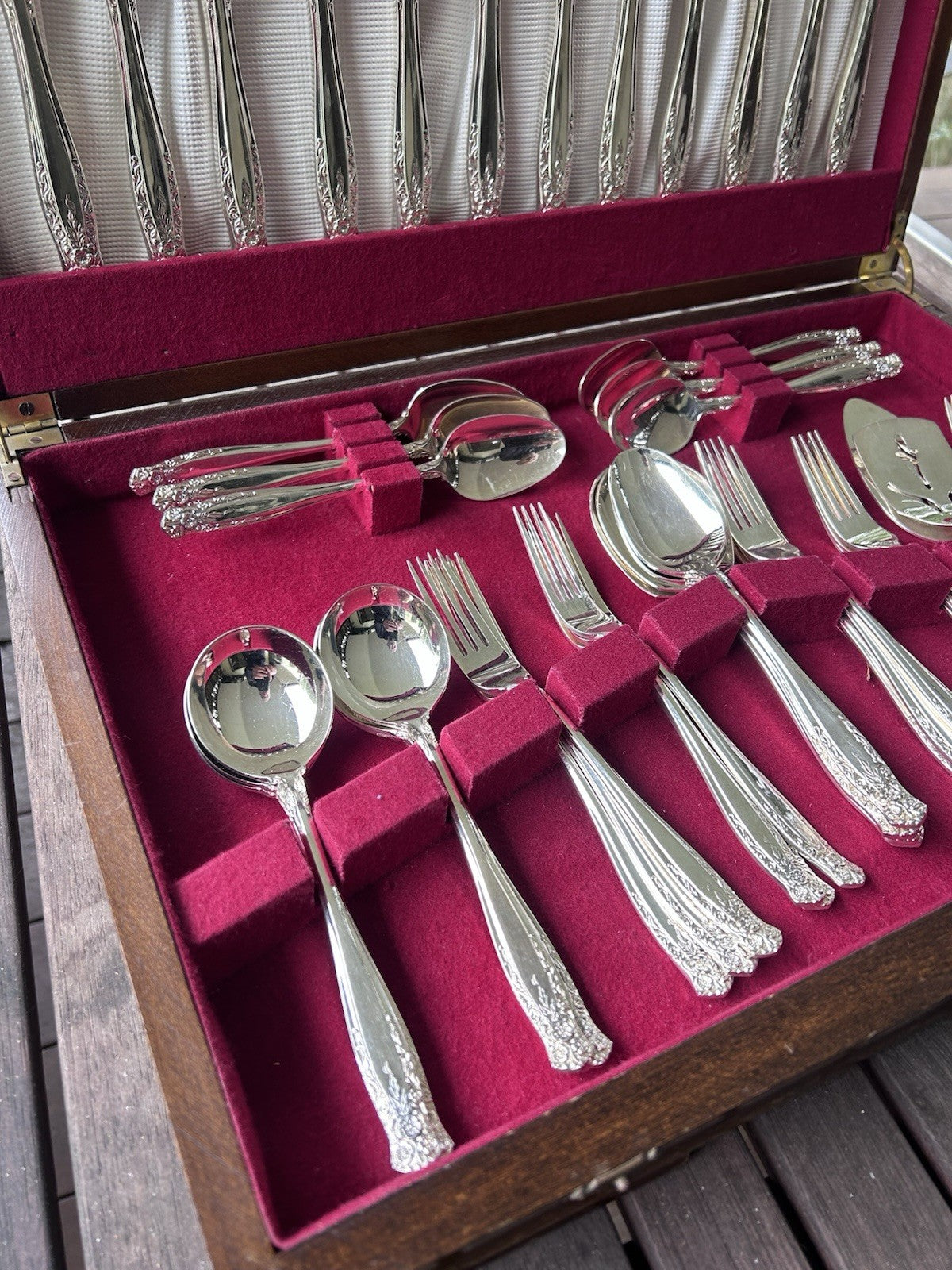 Grosvenor Laureate Silver Plated Cutlery Set for 6 + Serving Pieces 1960s Vintag