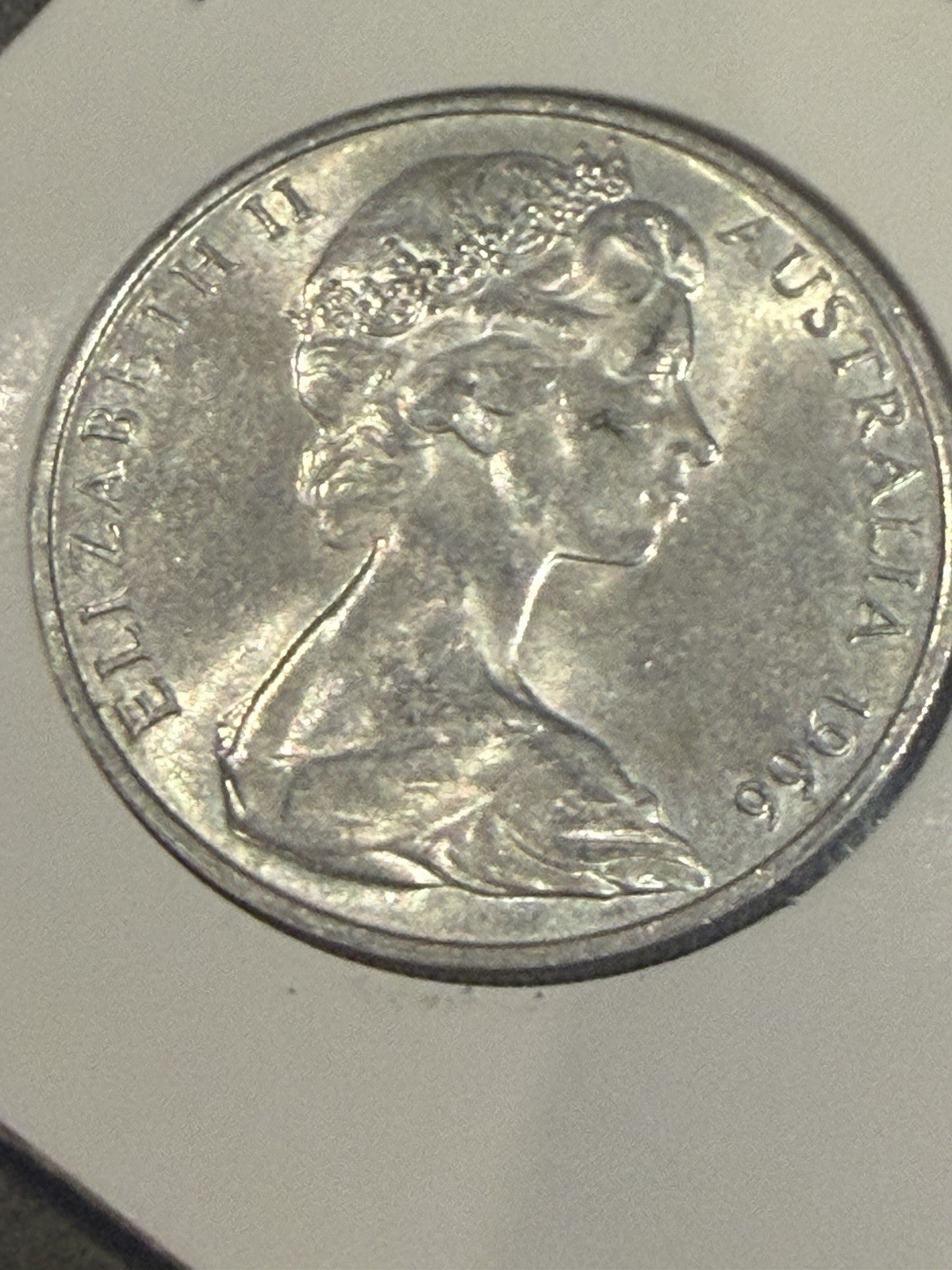 1966 Australian Round 50 Cent Coin Silver Elizabeth II Coat of Arms Vintage