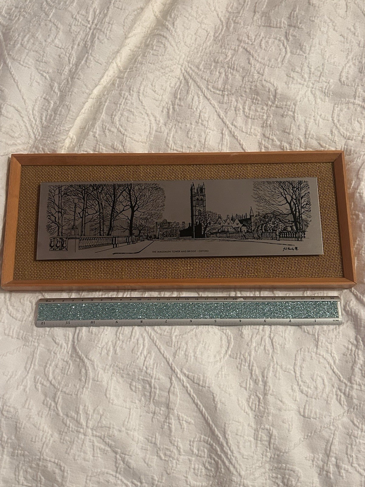 Omichways Oxford Magdalen Tower Stainless Steel Wall Plaque Framed Vintage