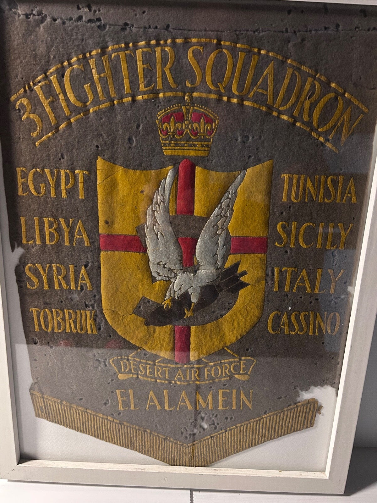 WWII RAAF 3 Fighter Squadron Banner Desert Air Force El Alamein Original RARE