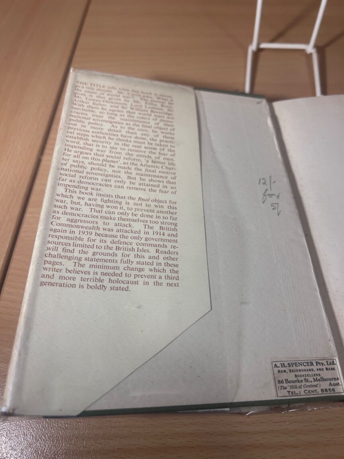 World war : Its Cause and Cure - Lionel Curtis 1945 First Edition Dust Jacket
