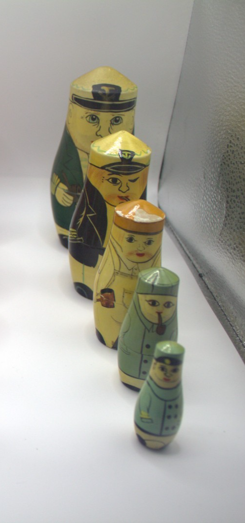 Vintage Hand-Painted Wooden Workman Stacking Doll 14cm Folk Art