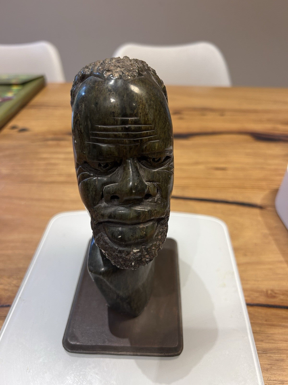 Shona African Stone Head Bust 15cm 1.5kg Zimbabwe Serpentine Sculpture