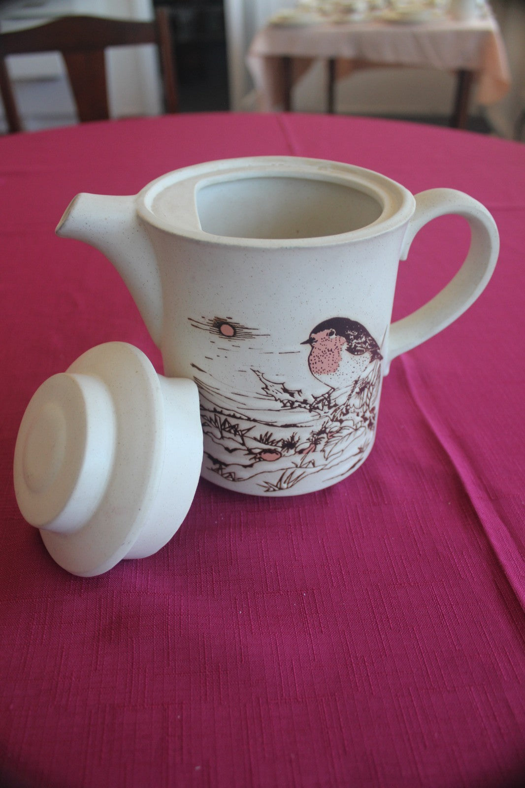 Vintage Ashdale Pottery England Robin Tea Set – Teapot + 4 Mugs – c1981