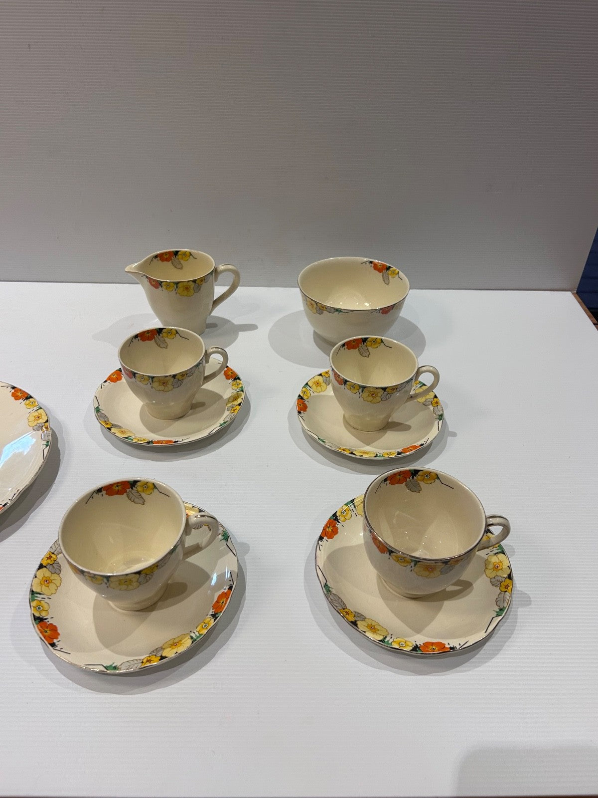 Royal Marigold Raymond Meakin 4 Cups/Saucers , Jug, Sugar & Plate & free extras