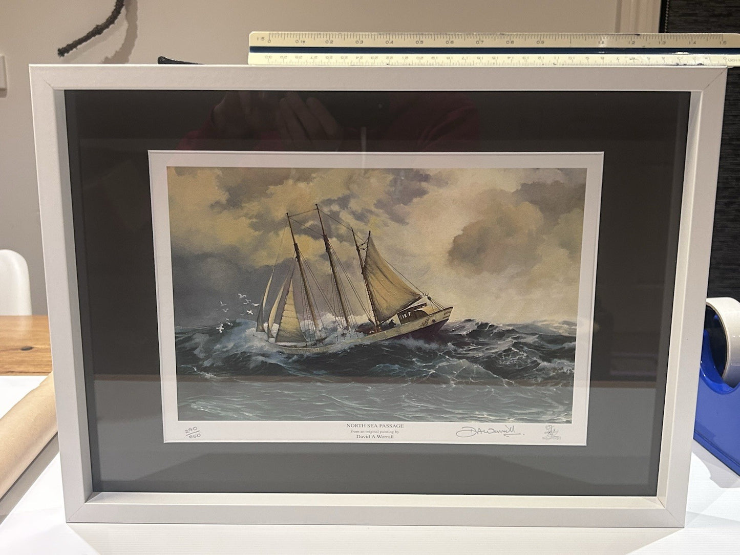 North Sea Passage David A Worrall Signed Ltd Ed Print Framed 290/650 Sailing