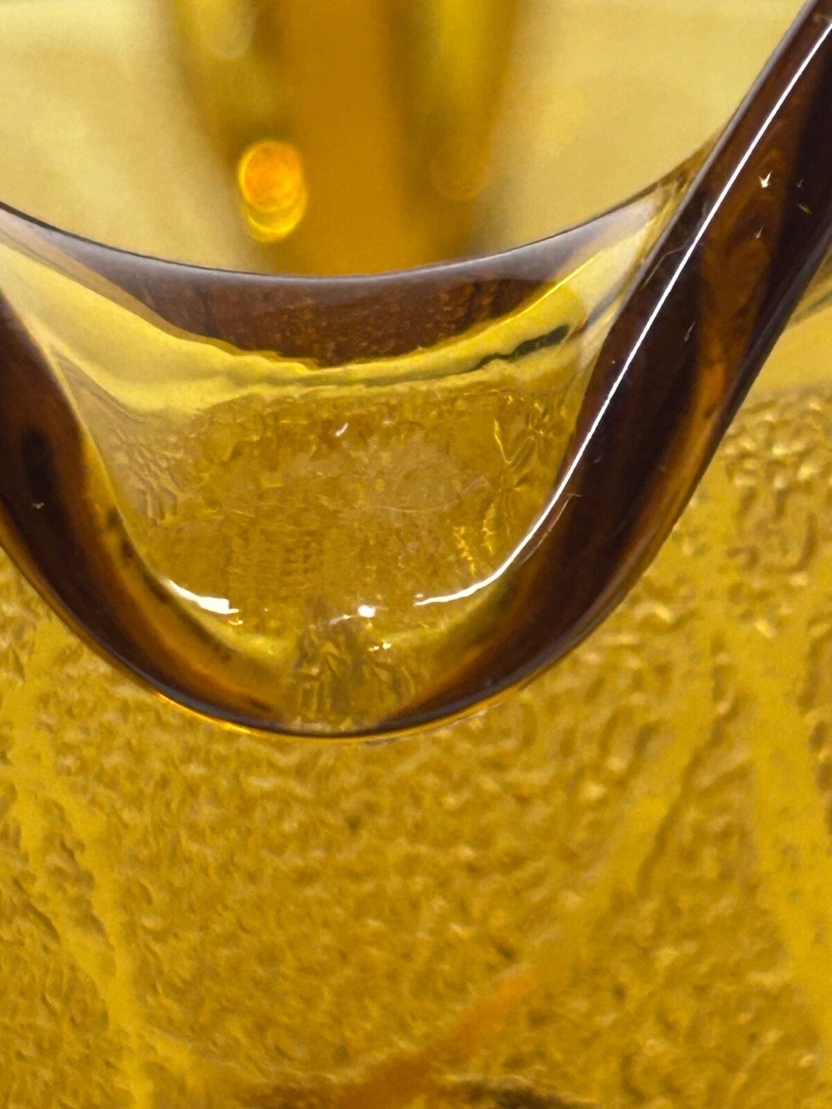 Vintage Amber Glass Lemonade Set – Textured Gold Bands – Jug & 5 Tumblers Retro