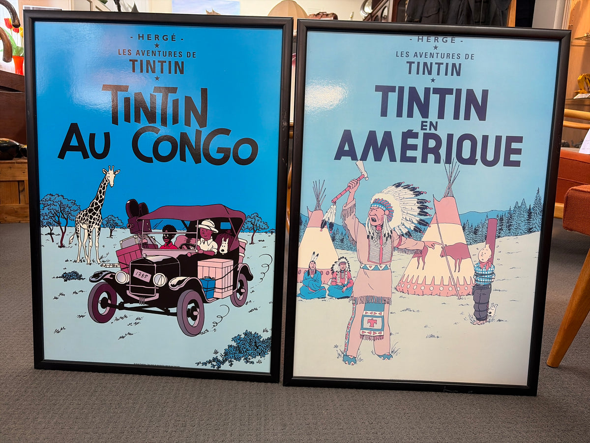 Official Hergé Moulinsart Tintin au Congo Framed Poster – 50 × 70 cm