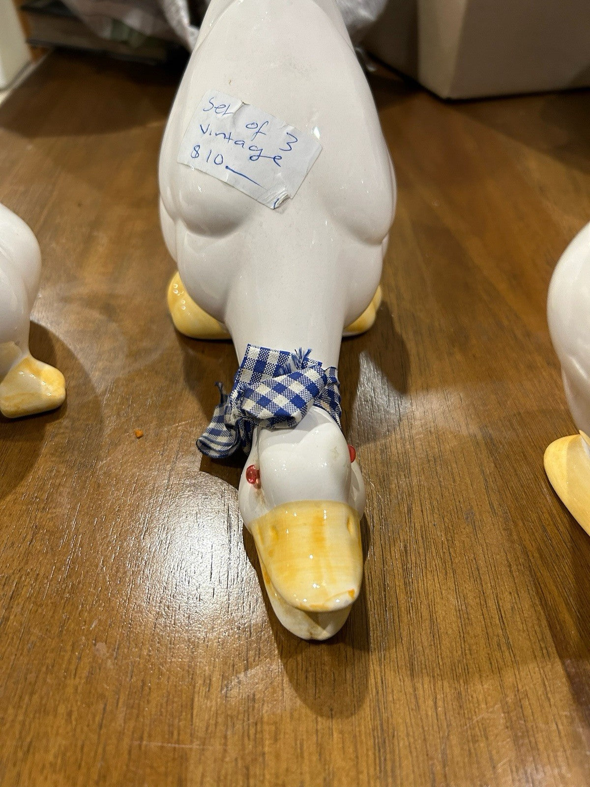 Vintage 1960’s whimsical duck family w/blue & white ribbons