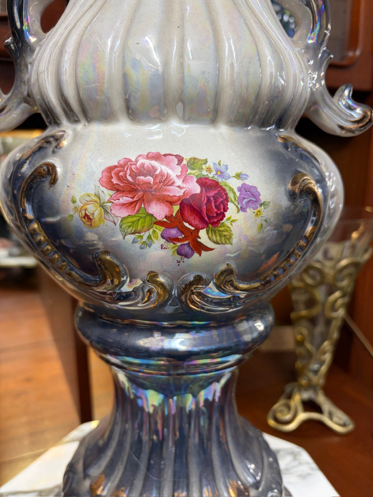 Vintage lustreware vase Taiwan mid 20th century Tall
