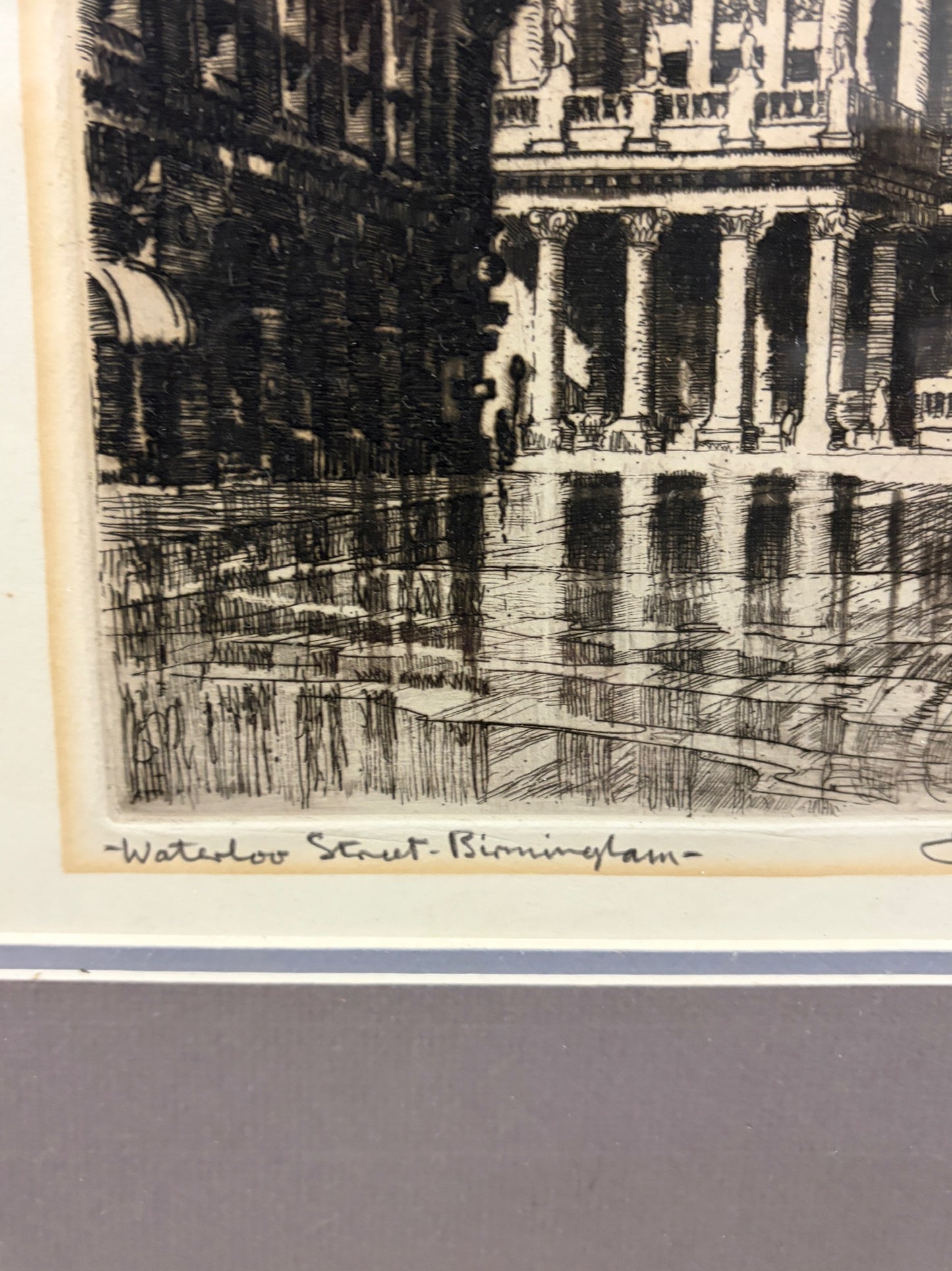 James Priddey – Waterloo Street, Birmingham Original Signed Etching