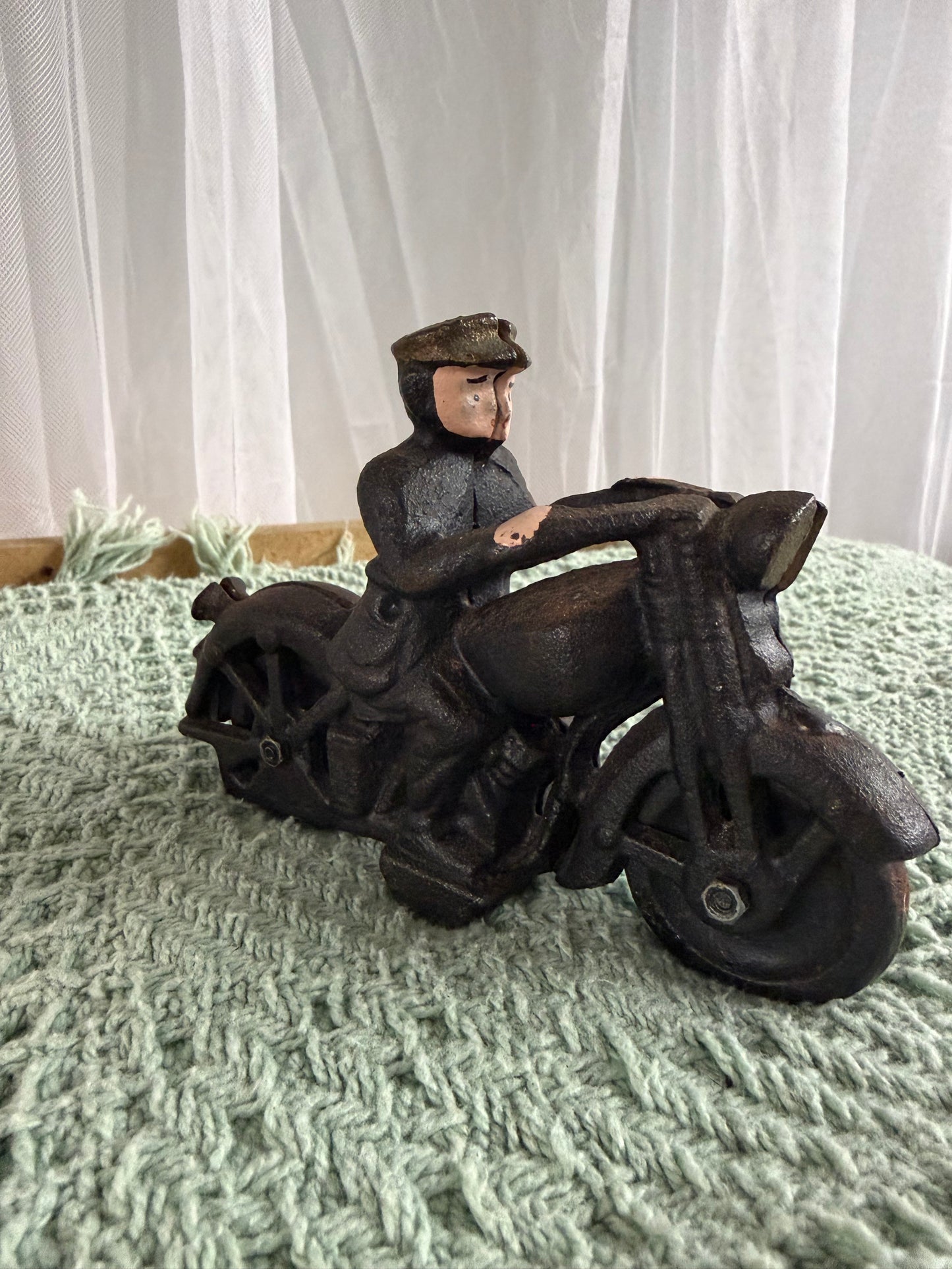 Vintage Cast Iron Toy Motor Cycle