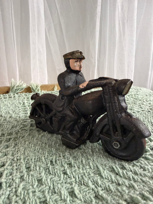 Vintage Cast Iron Toy Motor Cycle