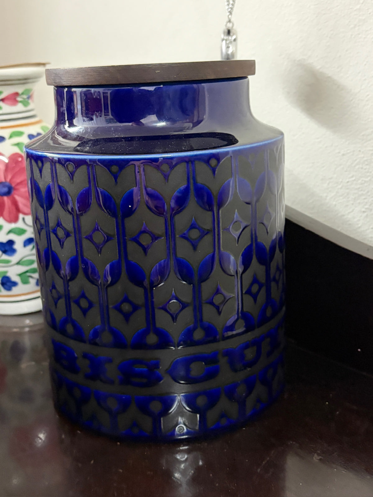 Lidded Hornsea England Jar 20cm Blue Ceramic