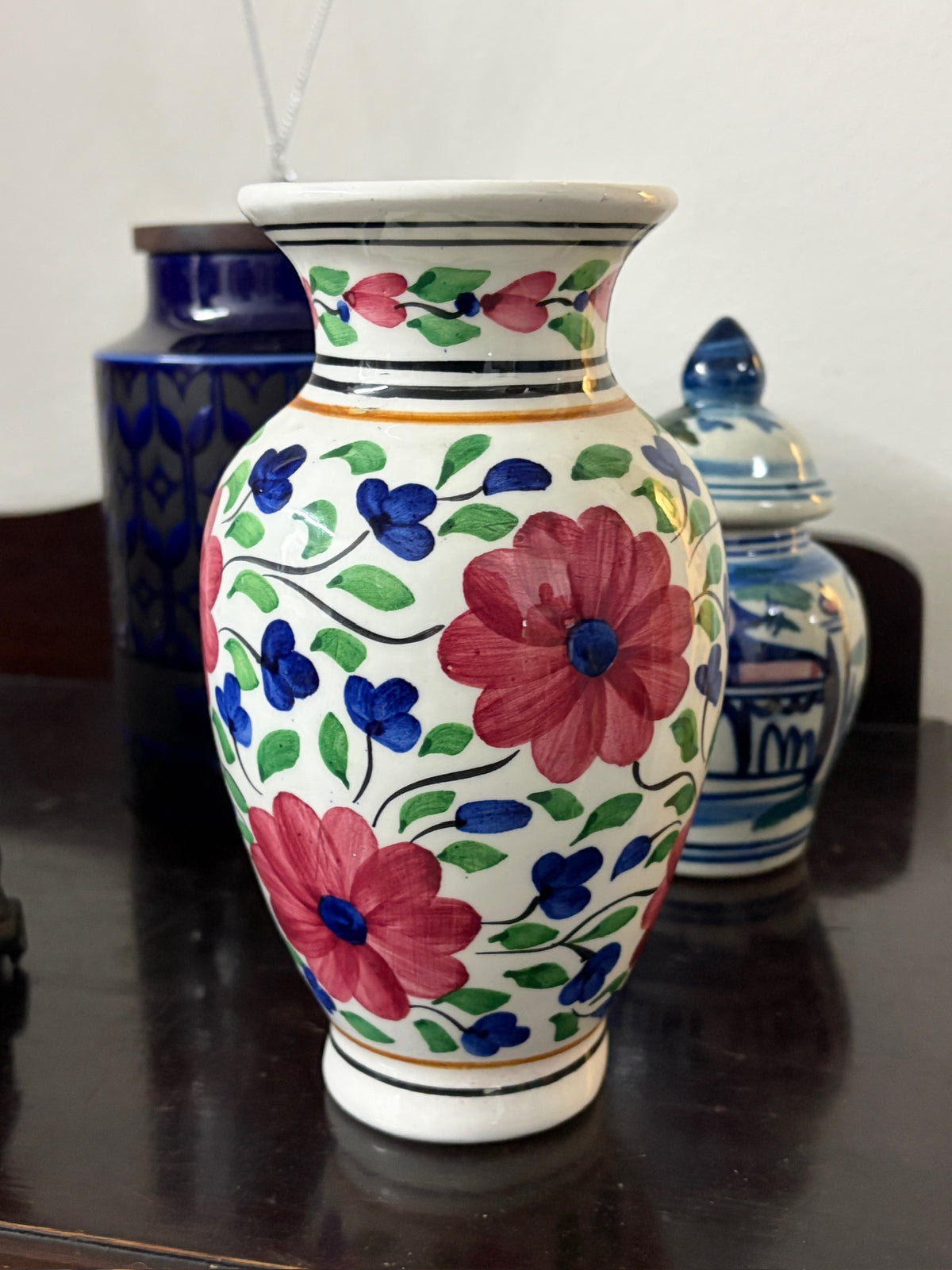 Hand Painted Floral Greek Vase 20 cm Tall