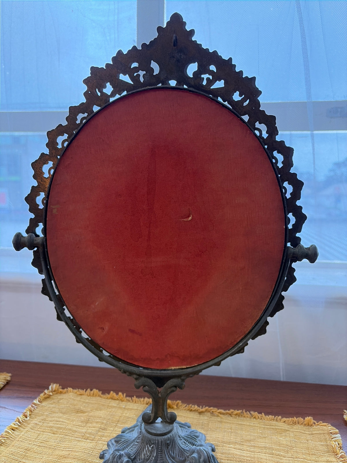Vintage Ornate Cast Brass Rococo Swing Dressing Table Mirror – 51cm