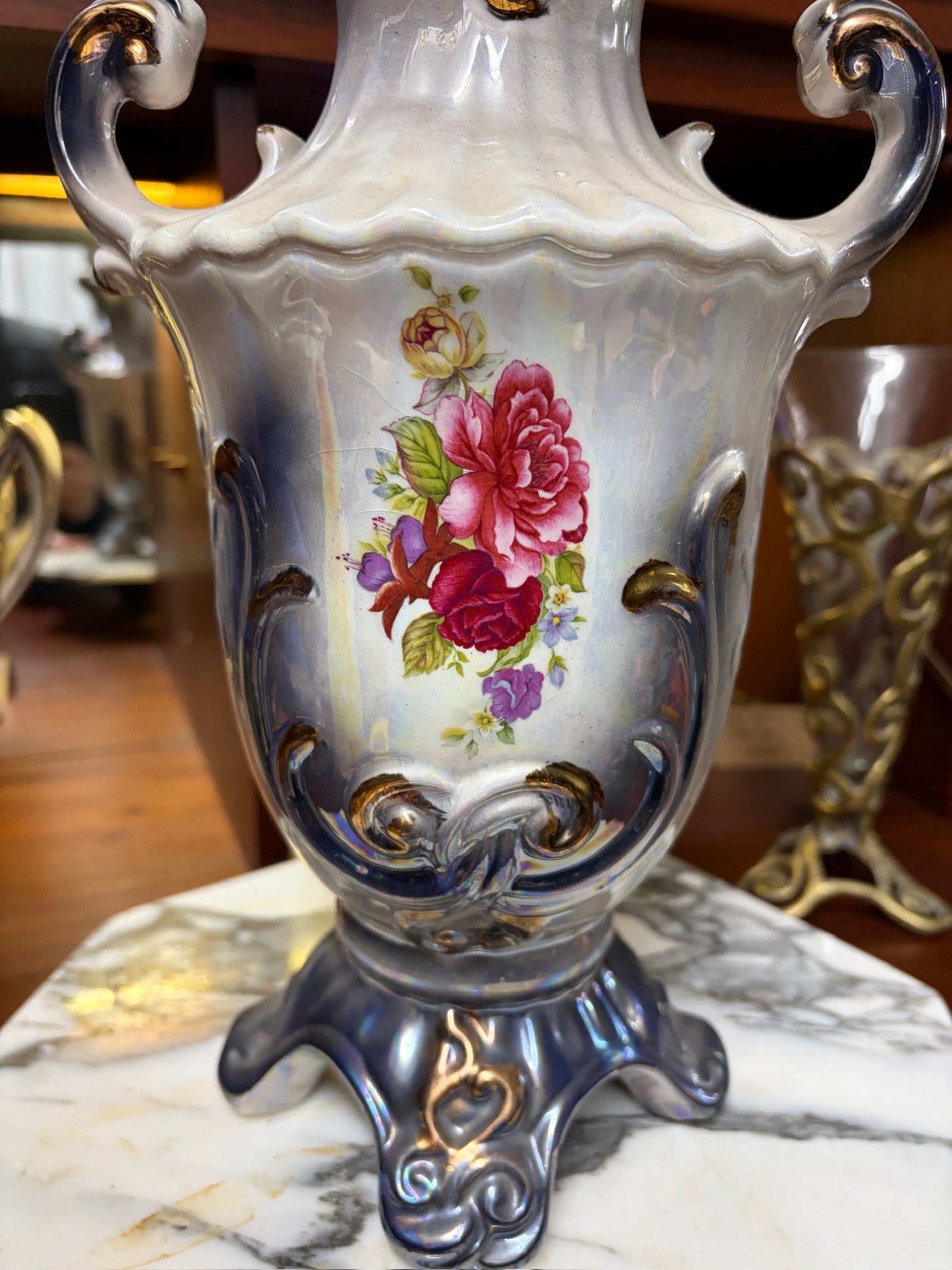 Vintage lustreware vase Taiwan mid 20th century 35cm