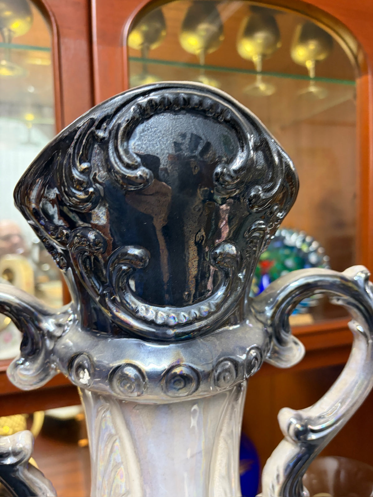 Vintage lustreware vase Taiwan mid 20th century Tall