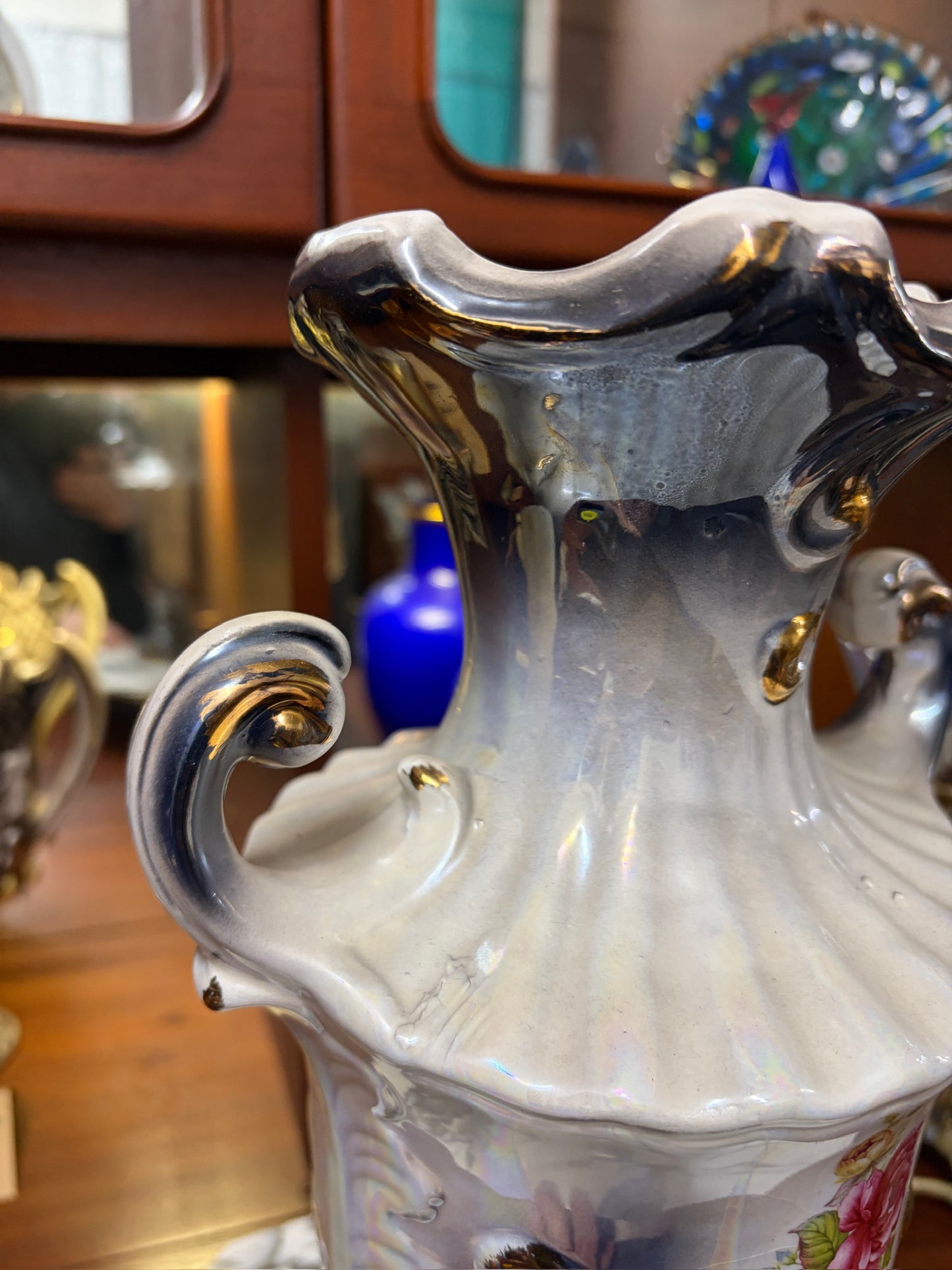 Vintage lustreware vase Taiwan mid 20th century 35cm