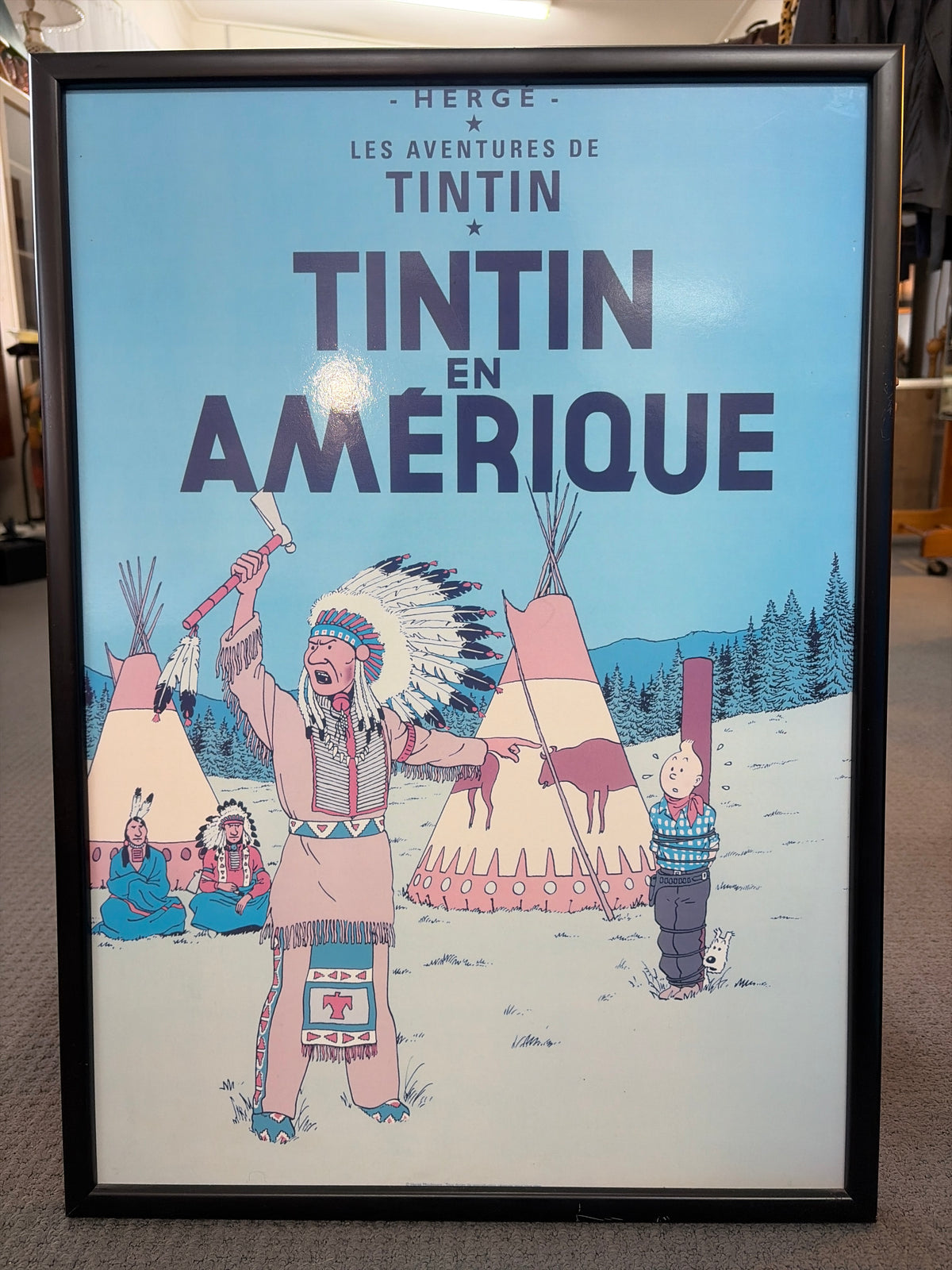Official Hergé Moulinsart Tintin en Amérique Framed Poster – 50 × 70 cm