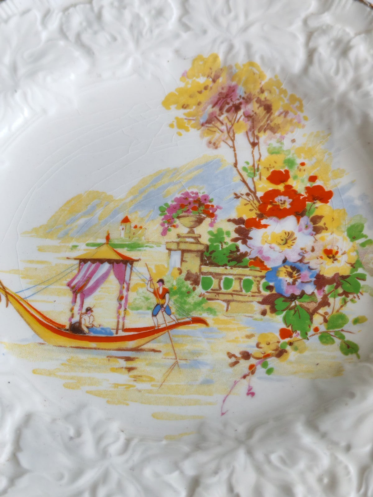 Vintage Alfred Meakin Scenic Plate – Embossed Floral Rim - England