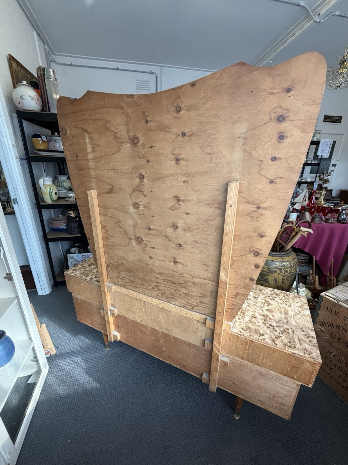 Vintage Burr Walnut Veneer Dressing Table Mirror Vanity Mid Century Australian