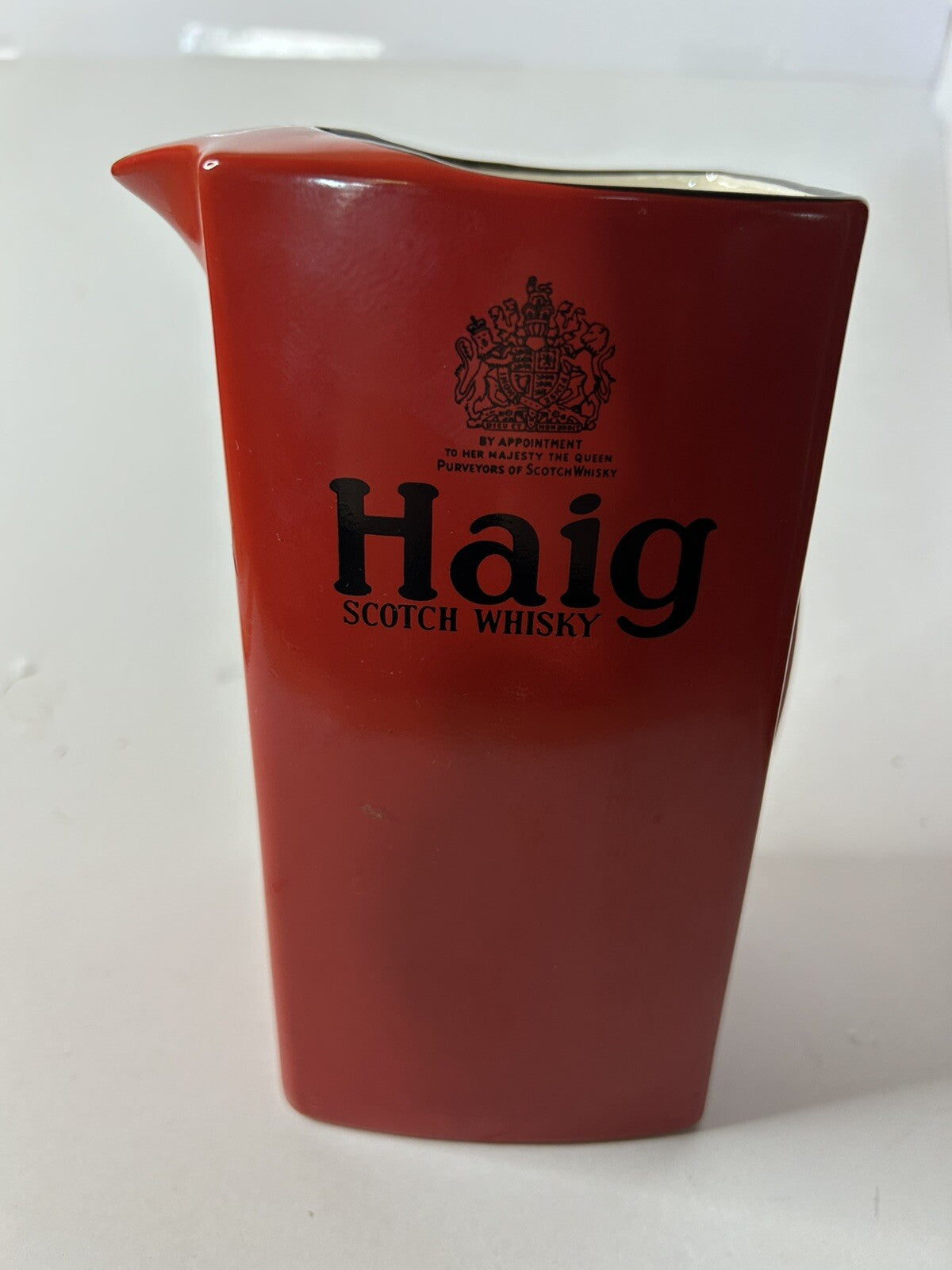 HAIG Scotch Red Ceramic Whisky Jug Vintage Carltonware England Barware Retro