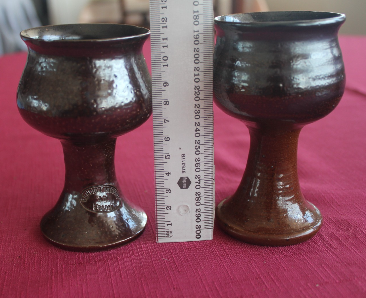Vintage Bendigo Pottery Wine Carafe & Goblet Set