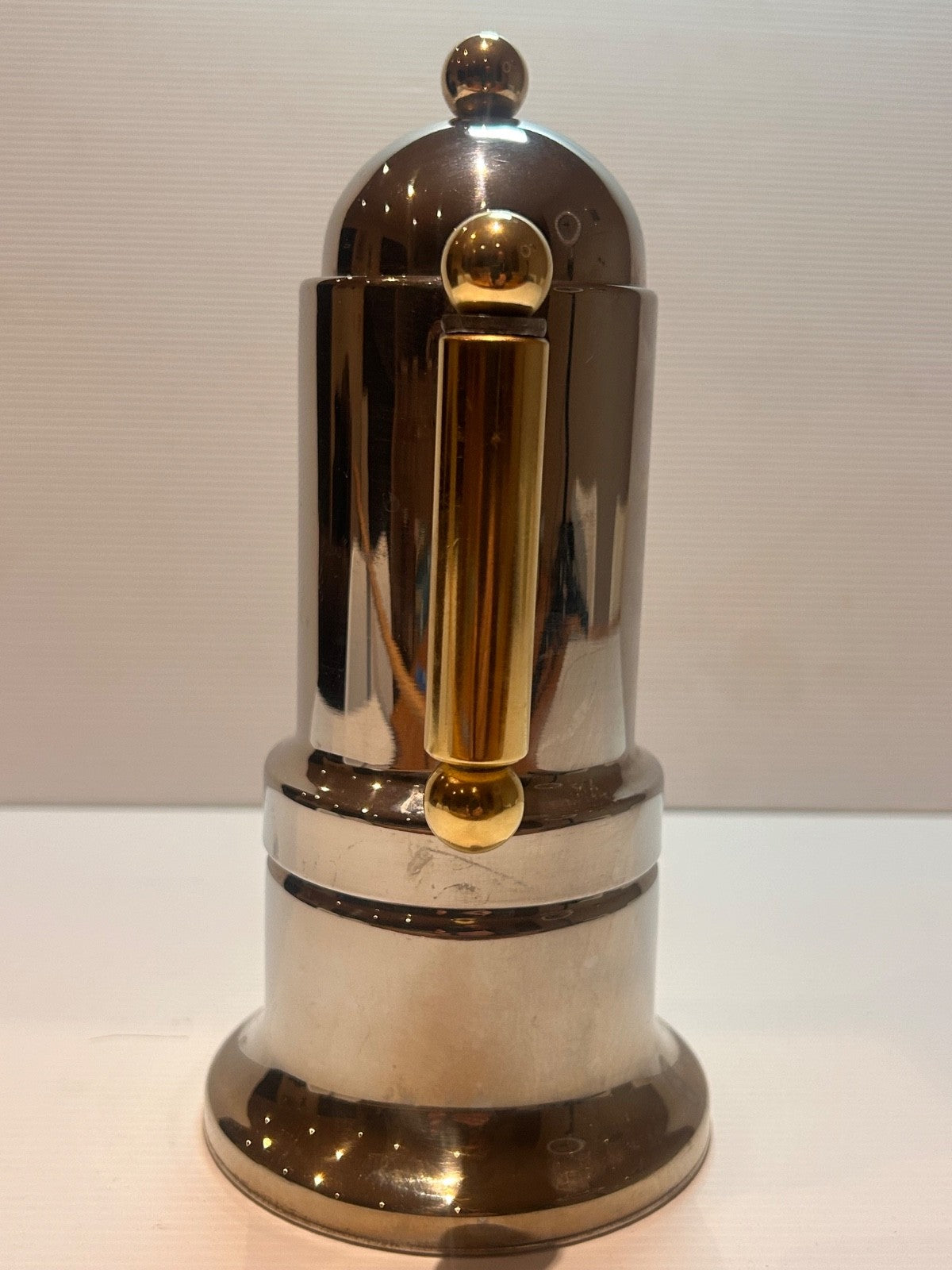 Vigano Tre Zini TZ 4 Italian Espresso Maker 18/10 Inox Gold Handle 4 Cup