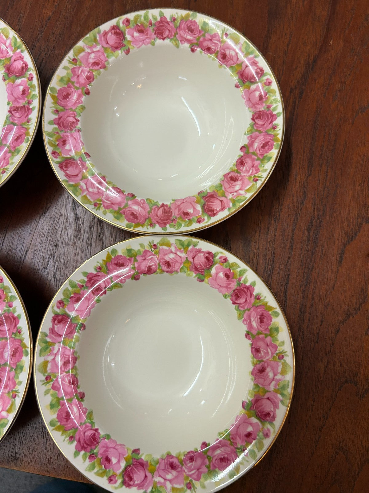 Vintage Royal Doulton Rose Garland Bowl Set 1 Large + 6 Small Bowls D5533