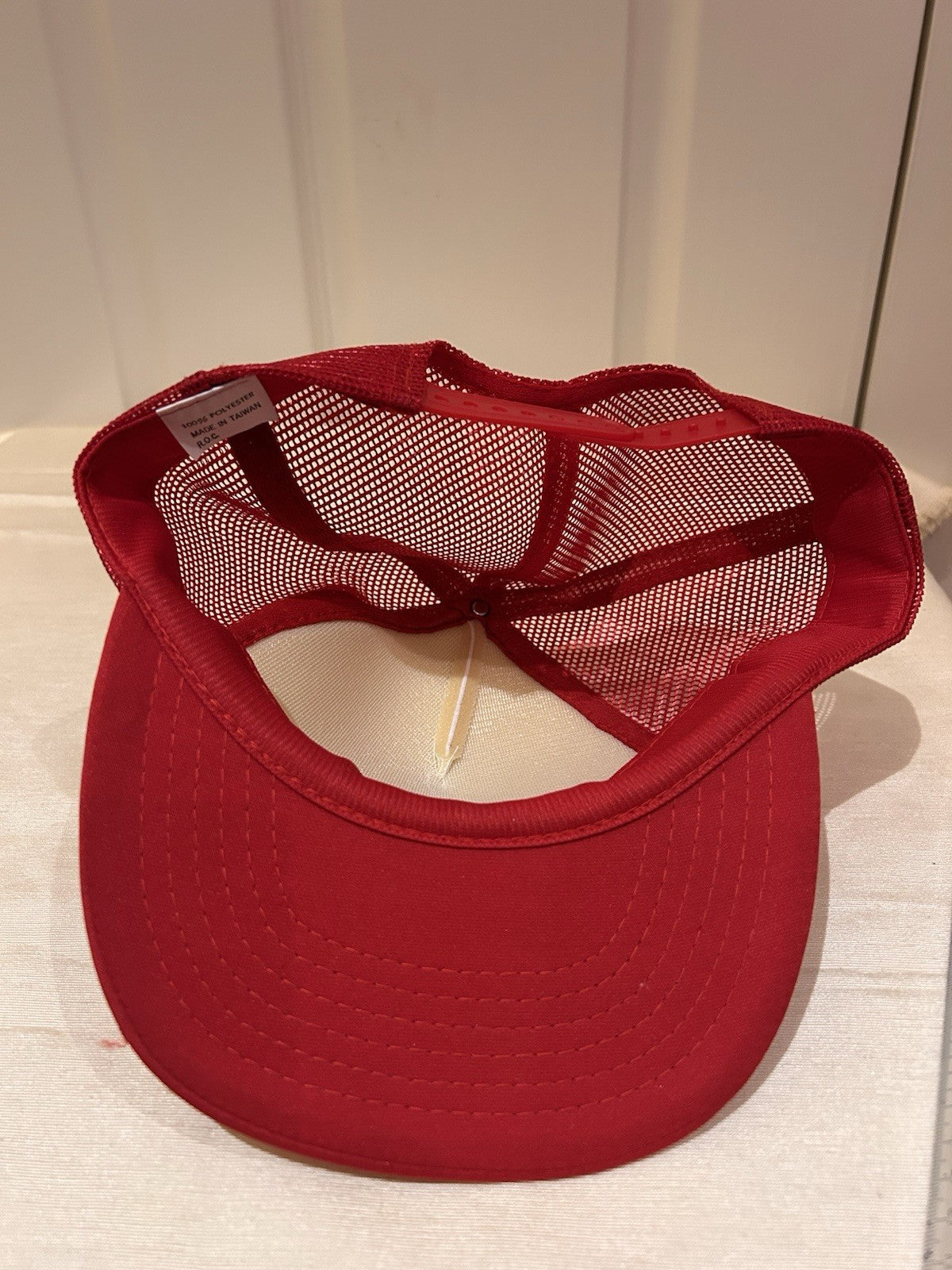 Vintage Ferrari Trucker Cap Red White Mesh Taiwan ROC Promo Snapback