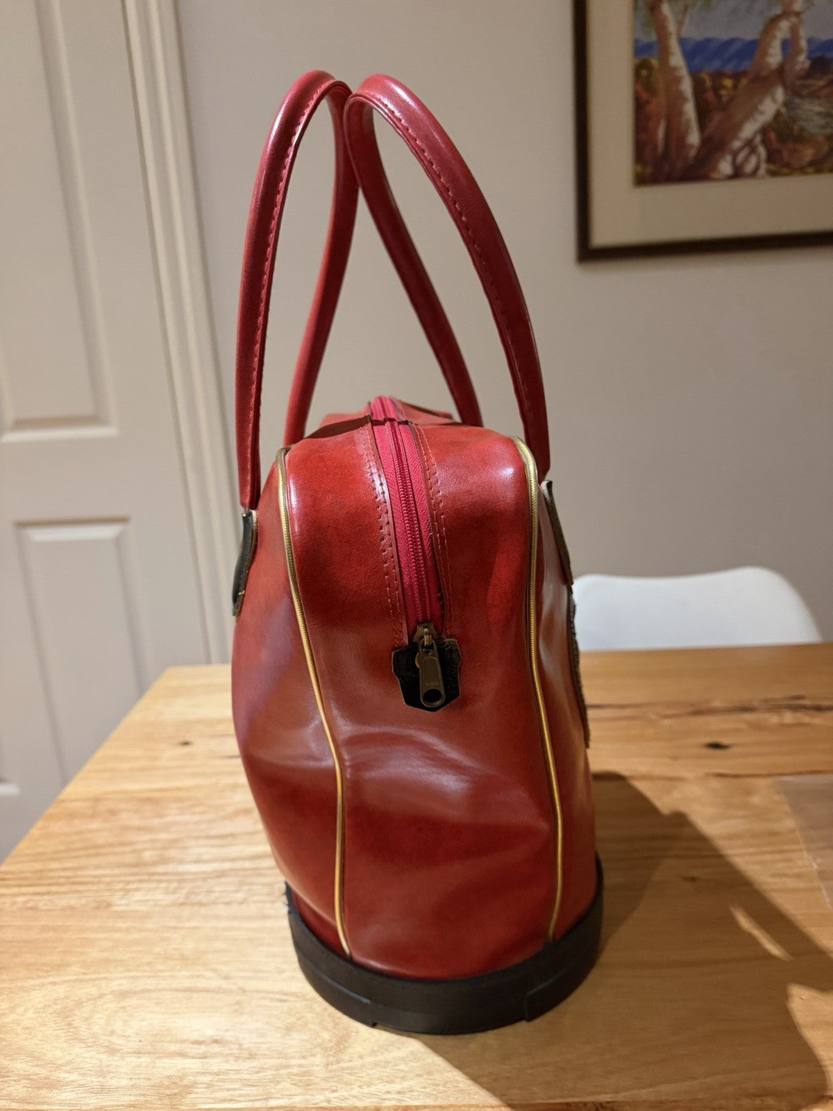 Vintage TOSCA Red Travel Bag Bowling Bag Retro Australian Luggage c1970s